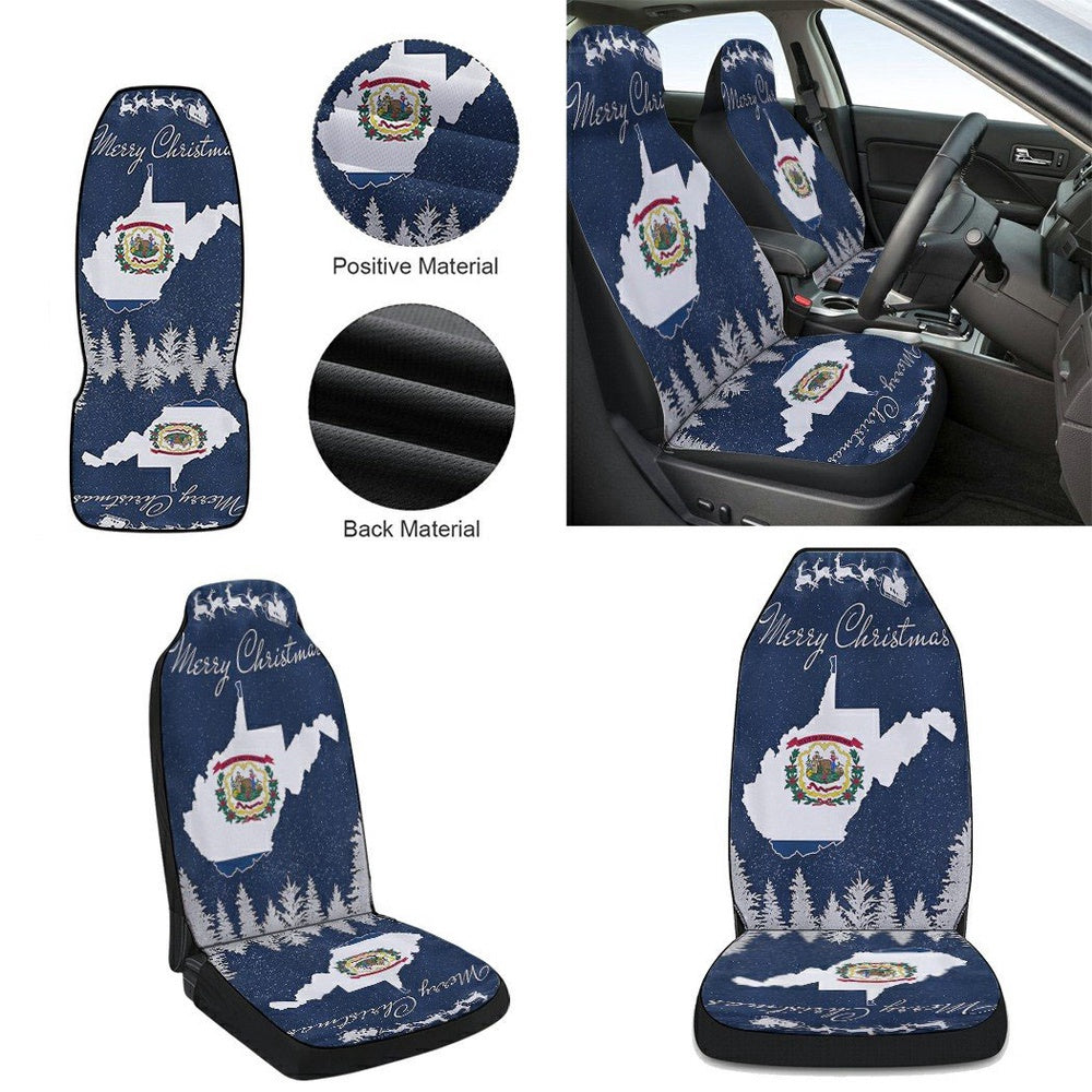 West Virginia Christmas Cars Seat Cover, Christmas Car Seat Covers, Car Decor Gift