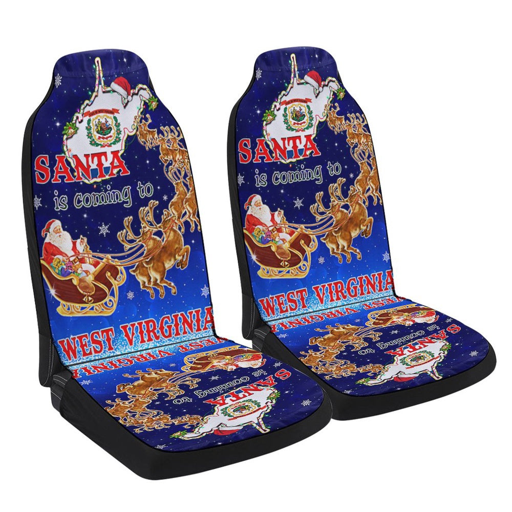 West Virginia Christmas Santa Is Coming To West Virginia Cars Seat Cover, Christmas Car Seat Covers, Car Decor Gift