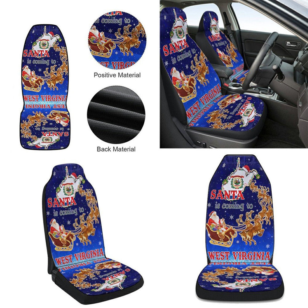 West Virginia Christmas Santa Is Coming To West Virginia Cars Seat Cover, Christmas Car Seat Covers, Car Decor Gift