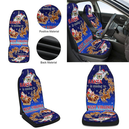 West Virginia Christmas Santa Is Coming To West Virginia Cars Seat Cover, Christmas Car Seat Covers, Car Decor Gift