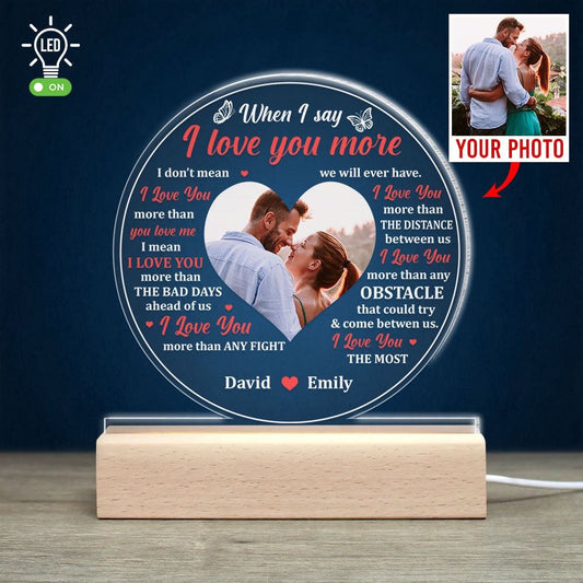 When I Say I Love You More, Gift For Couple, Led Light Wooden, Mother's Day Night Lights For Bedroom