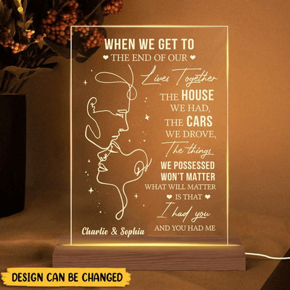When We Get To The End, Personalized Rectangle Acrylic Led Lamp, Mother's Day Led Light, Mom Gift