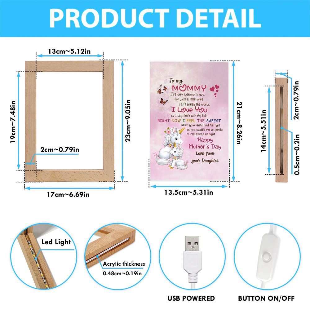 When Your Aims Hold Me Tight Unicorn Frame Lamp, Mother's Day Night Light, Best Mom Ever, Gift For Mom