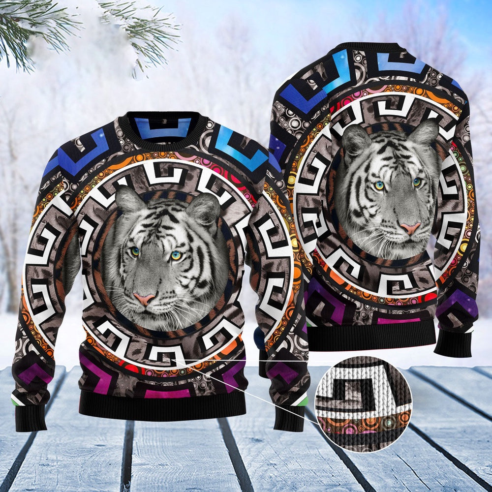 White Tiger Beauty Ugly Christmas Sweater, Funny Xmas Sweater, Sweater Xmas