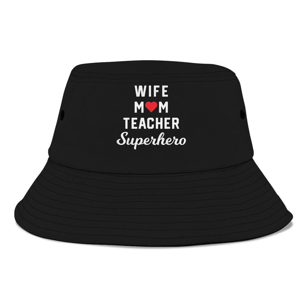 Wife Mom Teacher Superhero Bucket Hat, Mother's Day Bucker Hat, Mother's Day Gift, Women's Sun Hats