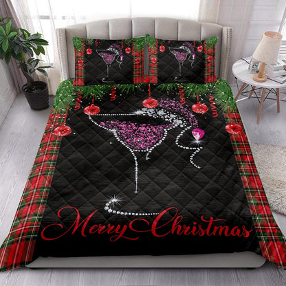 Wine Quilt Set, Merrymas Wine Diamonds Star Quilt Blanket