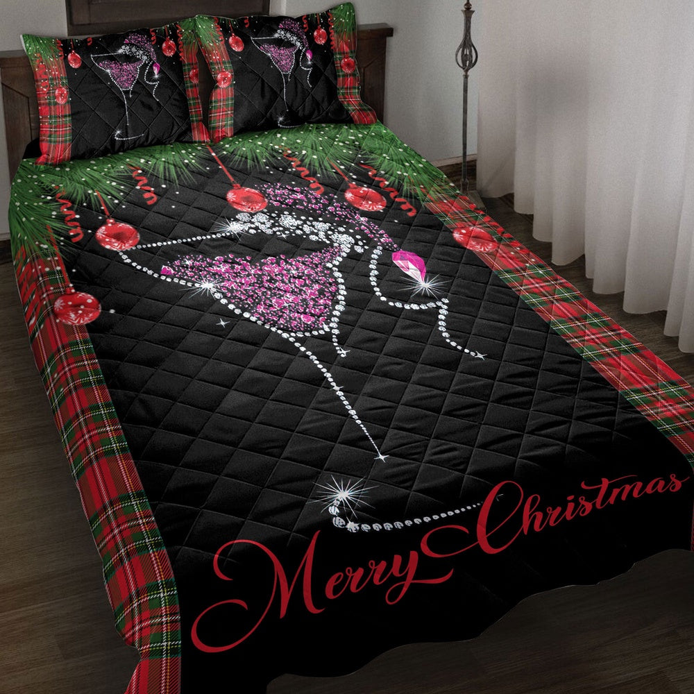 Wine Quilt Set, Merrymas Wine Diamonds Star Quilt Blanket