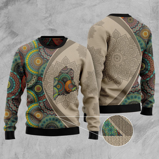 Wisconsin Mandala Ugly Christmas Sweater, Funny Xmas Sweater, Sweater Xmas