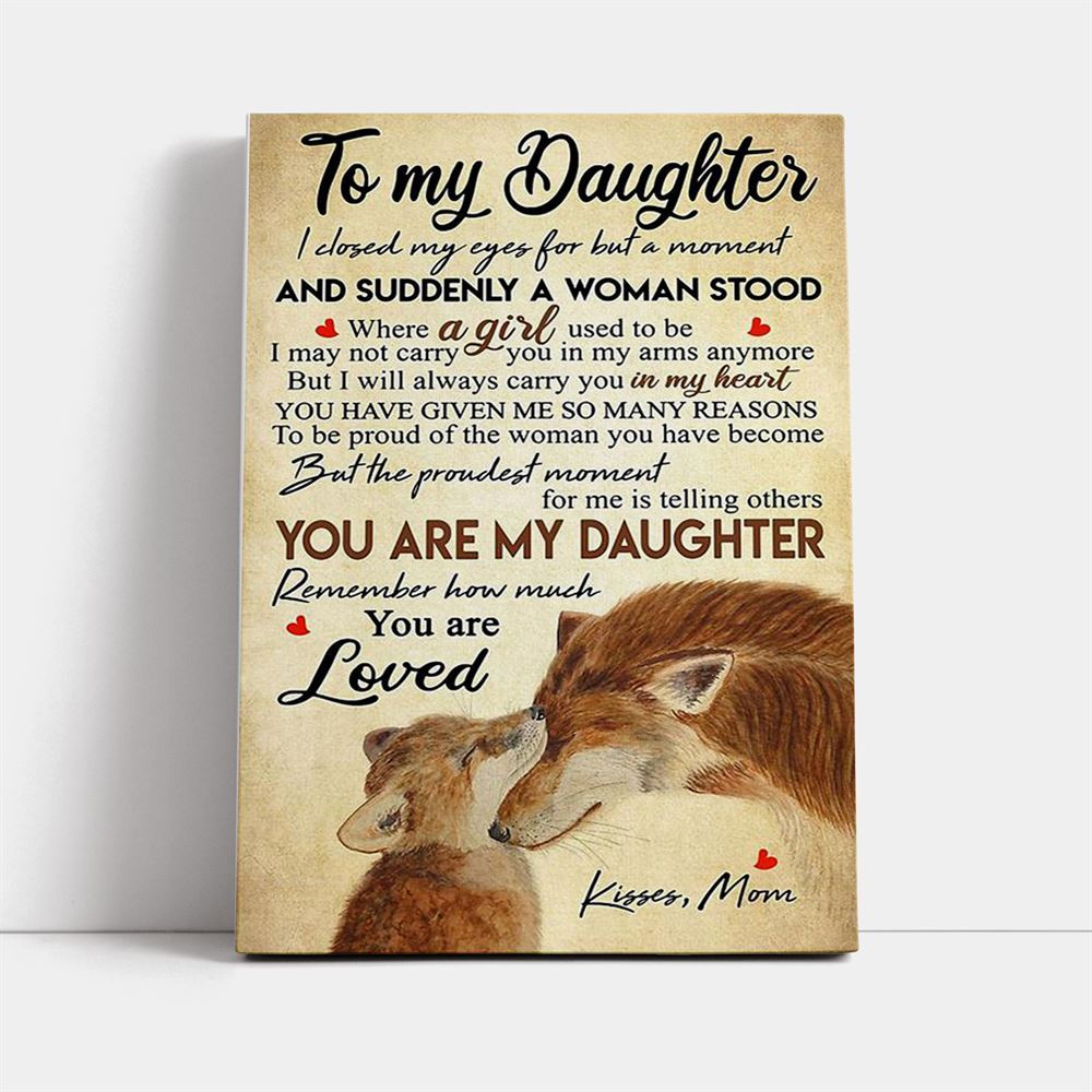 Wolf Mom To My Daughter I Closed My Eyes Canvas, Mother's Day Canvas Art, Gift For Mom, Birthday Gift, Mother's Day Wall Art