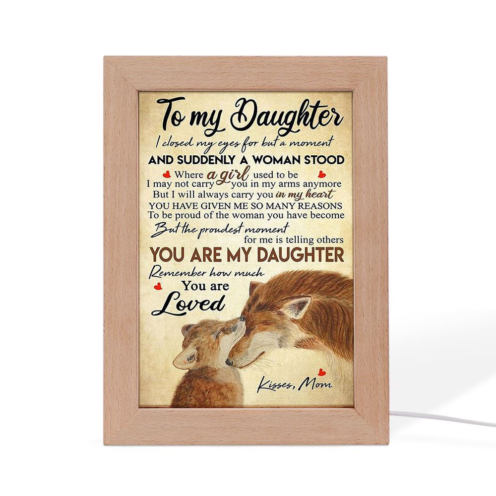 Wolf Mom To My Daughter I Closed My Eyes Frame Lamp, Mother's Day Night Light, Best Mom Ever, Gift For Mom