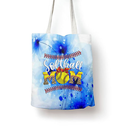 Womens Funny Softball Mom Mothers Day Leopard Baseball Stiches Tote Bag, Women Tote Bag, Canvas Tote Bag, Printed Tote Bag