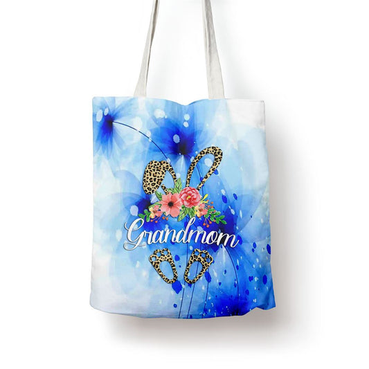 Womens Mothers Day Easter Gifts Flower Grandmom Leopard Bunny Tote Bag, Women Tote Bag, Canvas Tote Bag, Printed Tote Bag