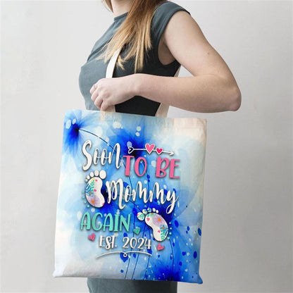 Womens Soon To Be Mommy Again 2024 Mothers Day Tote Bag, Women Tote Bag, Canvas Tote Bag, Printed Tote Bag