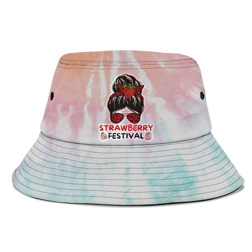 Womens Strawberry Festival Fruit Lover Mom Girl Cute Gifts Bucket Hat, Mother's Day Bucker Hat, Tie Dye Bucket Hat, Women's Sun Hats