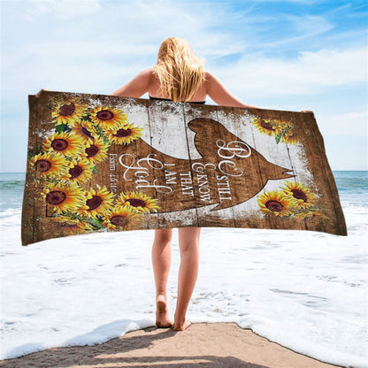 Wooden Horse Sunflower Be Still And Know That I Am God Beach Towel - Christian Art - Bible Verse Beach Towel - Religious Beach Towel