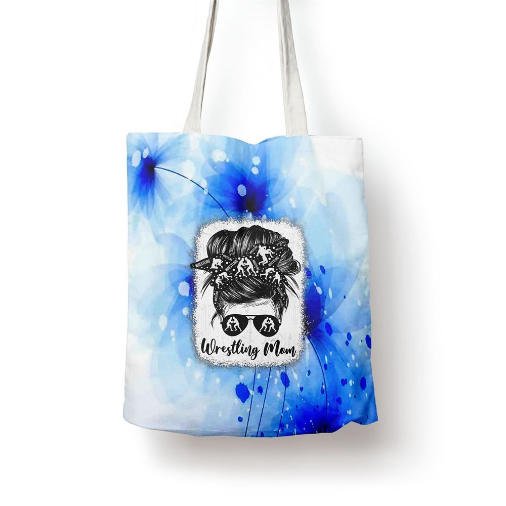 Wrestling Mom Messy Bun Wrestle Wrestler Mothers Day Tote Bag, Women Tote Bag, Canvas Tote Bag, Printed Tote Bag