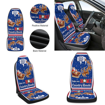 Wyoming Take Me Home Country Roads Christmas Santa Claus Cars Seat Cover, Christmas Car Seat Covers, Car Decor Gift