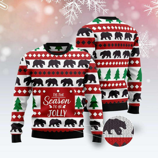 Xmas Tree Sweater, Christmas Tree And Bear Ugly Christmas Sweater, Funny Xmas Sweater