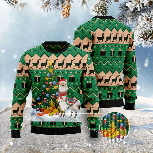 Xmas Tree Sweater, Christmas Tree Llama Ugly Christmas Sweater, Funny Xmas Sweater