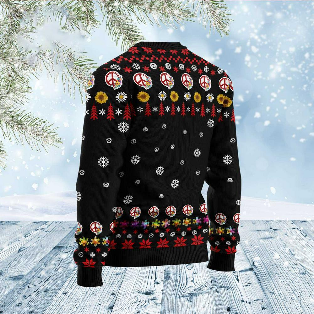 Xmas Tree Sweater, Hippie Tree Xmas Ugly Christmas Sweater, Funny Xmas Sweater
