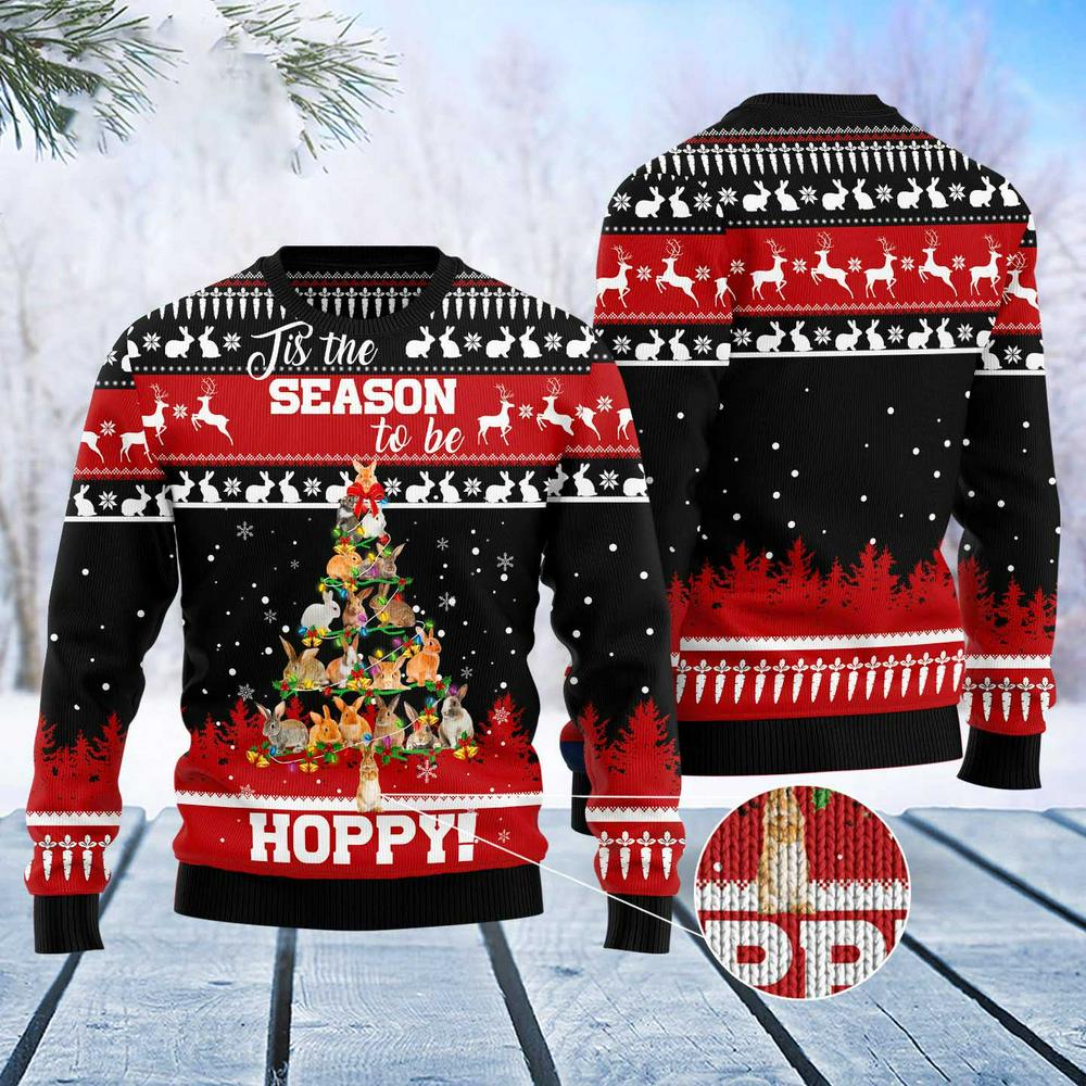 Xmas Tree Sweater, Rabbit Christmas Tree Ugly Christmas Sweater, Funny Xmas Sweater