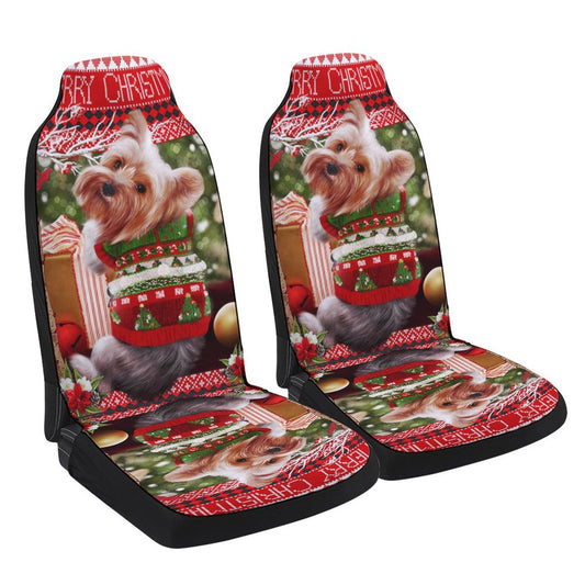 Yorkie Christmas Cars Seat Cover, Christmas Car Seat Covers, Car Decor Gift