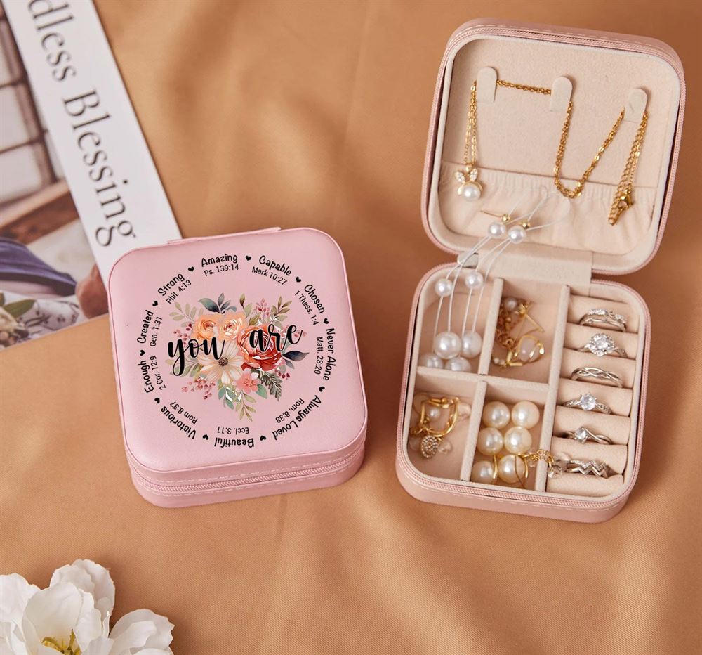 You Are Amazing Capable Chosen Jewelry Box, Religious Gift For Women, Mother's Day Jewelry Case, Gift For Her