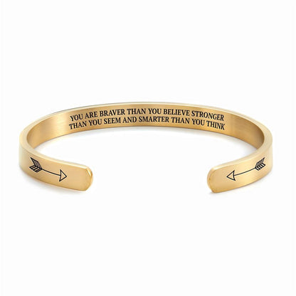 You Are Braver Than You Believe Stronger Than You Seem Personalized Cuff Bracelet, Christian Bracelet For Women, Christian Jewelry