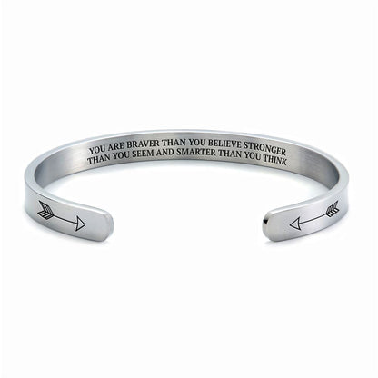 You Are Braver Than You Believe Stronger Than You Seem Personalized Cuff Bracelet, Christian Bracelet For Women, Christian Jewelry