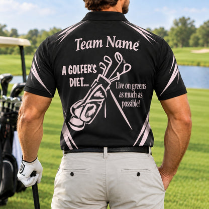 A Golfer's Diet Slogan Sport Personalized Golf Polo Shirt Back View