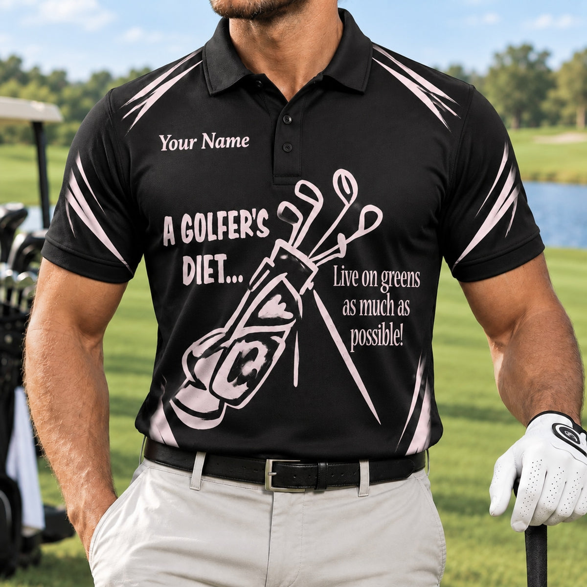 A Golfer's Diet Slogan Sport Personalized Golf Polo Shirt Front View