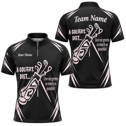 A Golfer's Diet Slogan Sport Personalized Golf Polo Shirt Jersey Zip 1 4 Collar