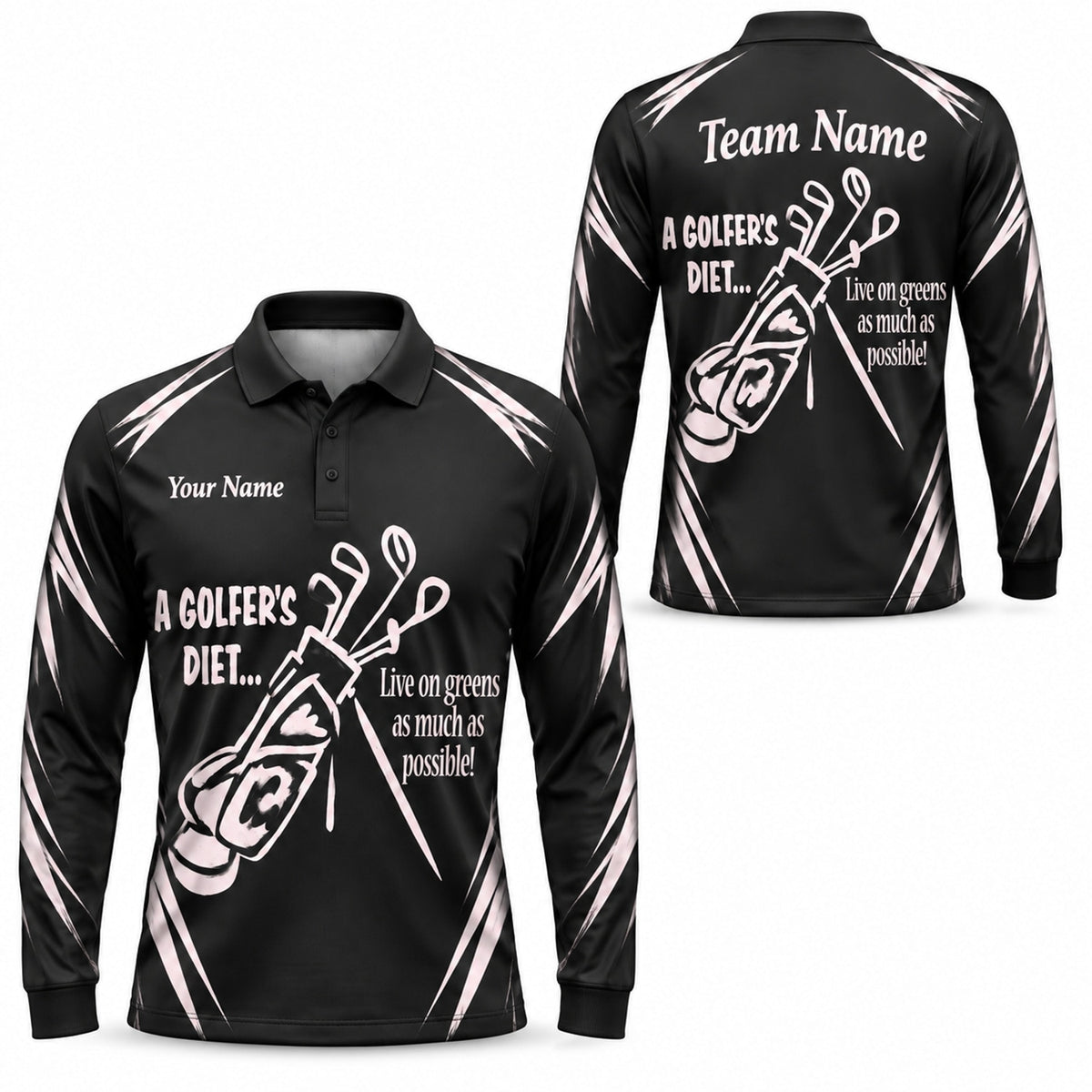 A Golfer's Diet Slogan Sport Personalized Golf Polo Shirt Long Sleeve Polo