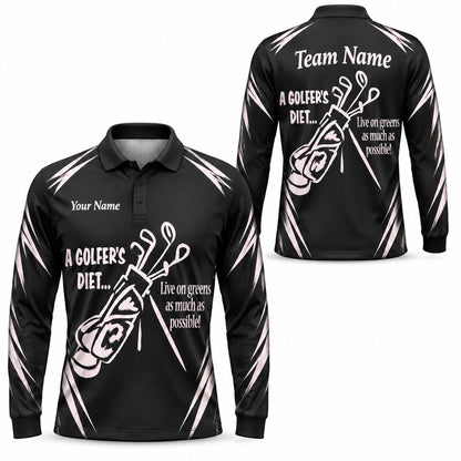 A Golfer's Diet Slogan Sport Personalized Golf Polo Shirt Long Sleeve Polo