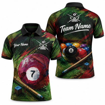 Abstract Billiards Artwork Custom Billiard Polo Shirt