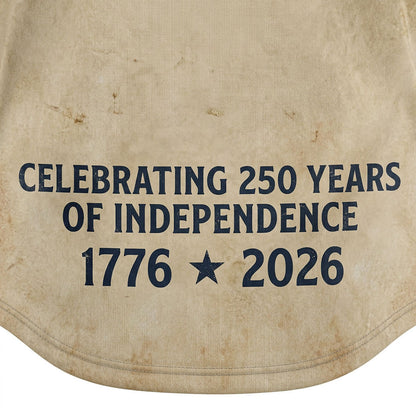 Close-Up Detail Of High-Definition Sublimation Print Showcasing The Celebrating 250 Years Of Independence Text