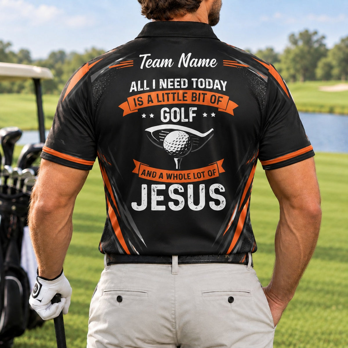All I Need Today Is A Little Bit Of Golf And A A Personalized Golf Polo Shirt Back View