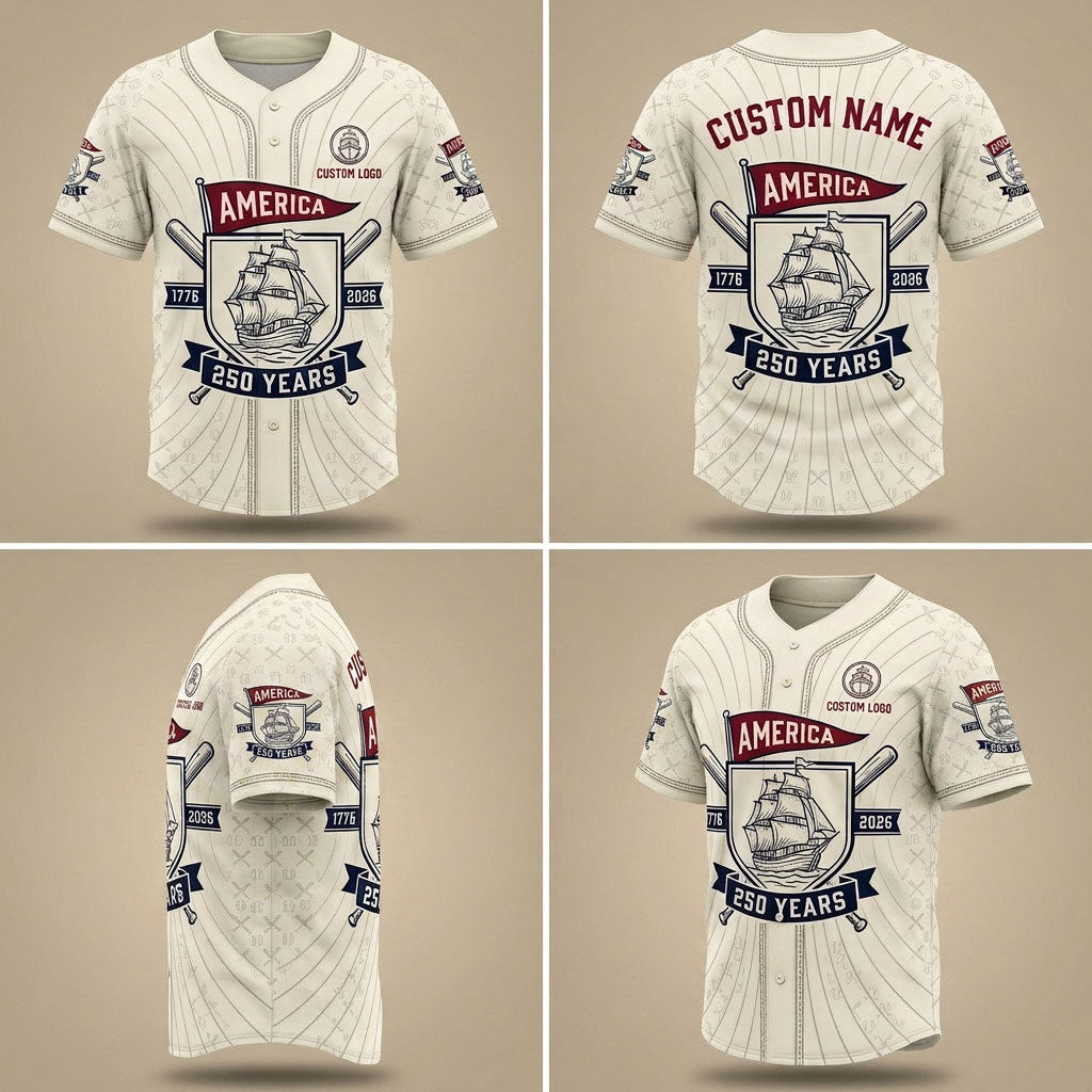 Product grid showing multiple views of the commemorative 250 years jersey