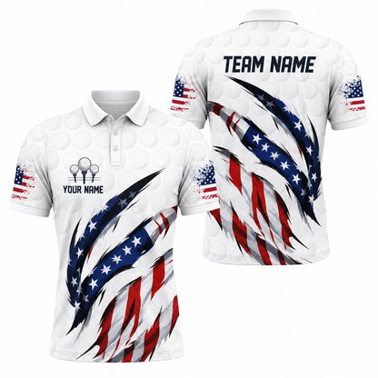 American Flag Claw Stripes Personalized Golf Polo Shirt