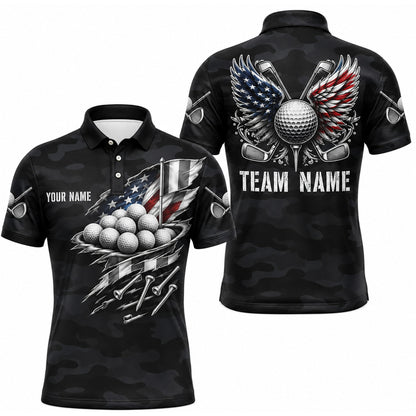 American Flag Golf Balls Sport Personalized Golf Polo Shirt