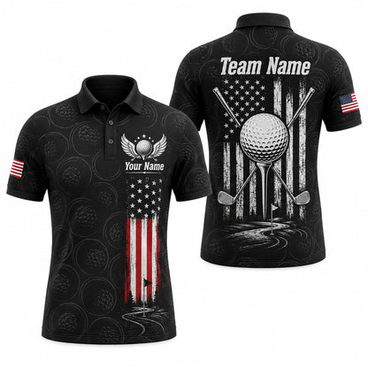 American Flag Golf Clubs Sport Custom Golf Polo Shirt