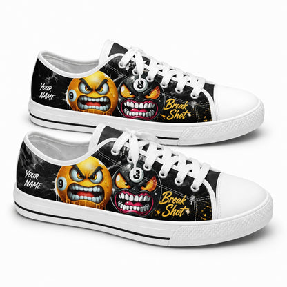 Angry 8 Ball Graphic Custom Low Top Shoes