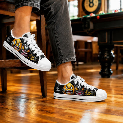 Angry 8 Ball Graphic Custom Low Top Shoes Life Style