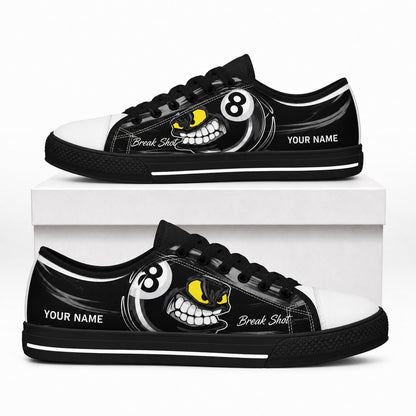 Angry 8 Ball Graphic Personalized Low Top Shoes Box Black
