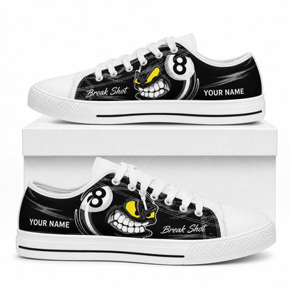 Angry 8 Ball Graphic Personalized Low Top Shoes Box White