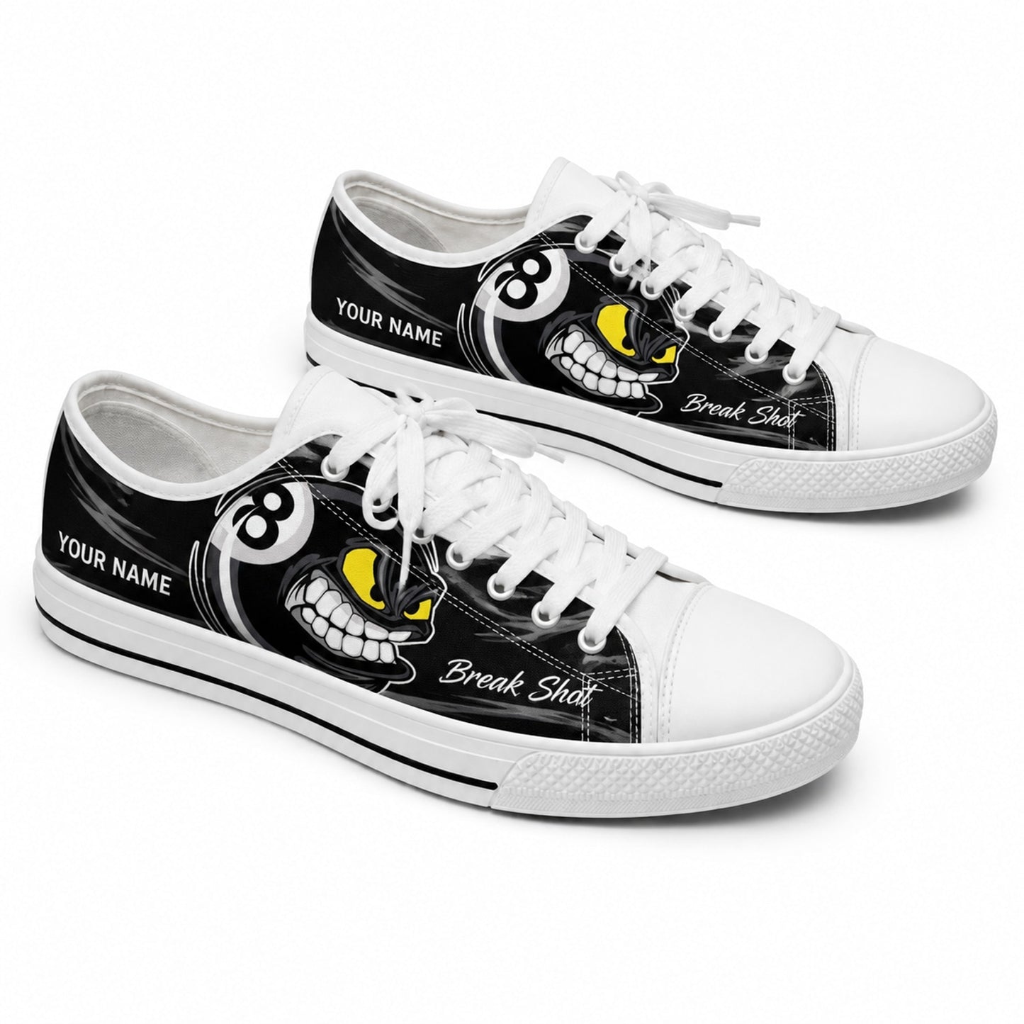 Angry 8 Ball Graphic Personalized Low Top Shoes