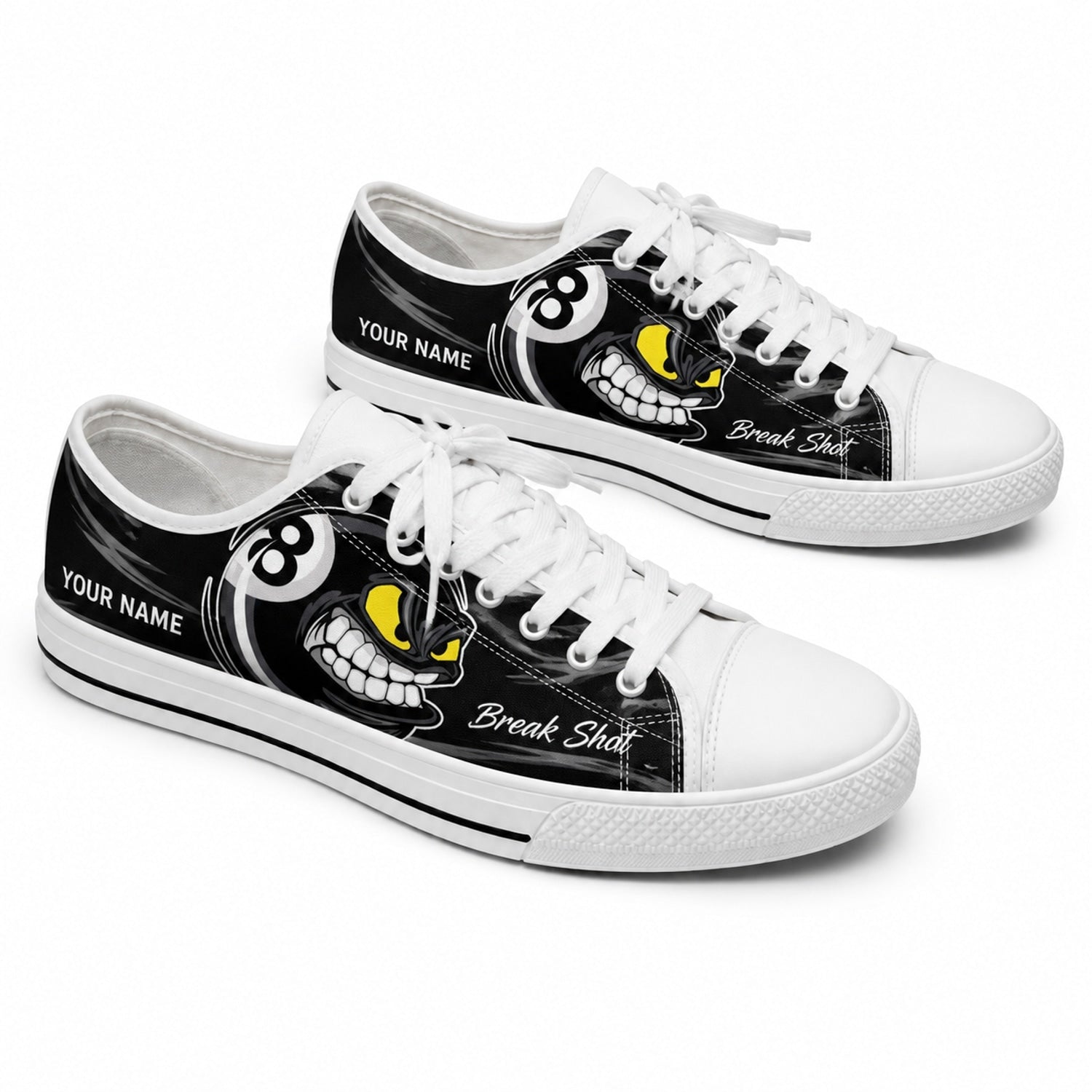 Angry 8 Ball Graphic Personalized Low Top Shoes