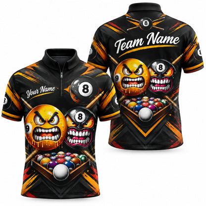 Angry Billiard Balls Sport Personalized Billiard Polo Shirt Jersey Zip 1 4 Collar