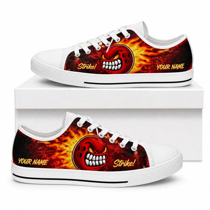 Angry Bowling Ball Graphic Custom Low Top Shoes Box White