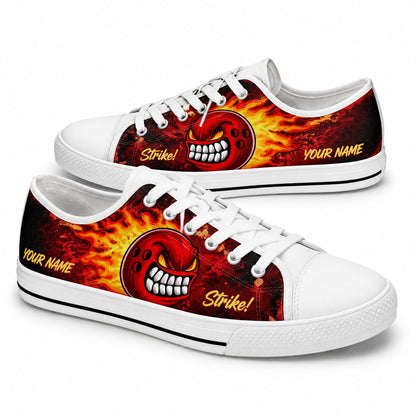 Angry Bowling Ball Graphic Custom Low Top Shoes